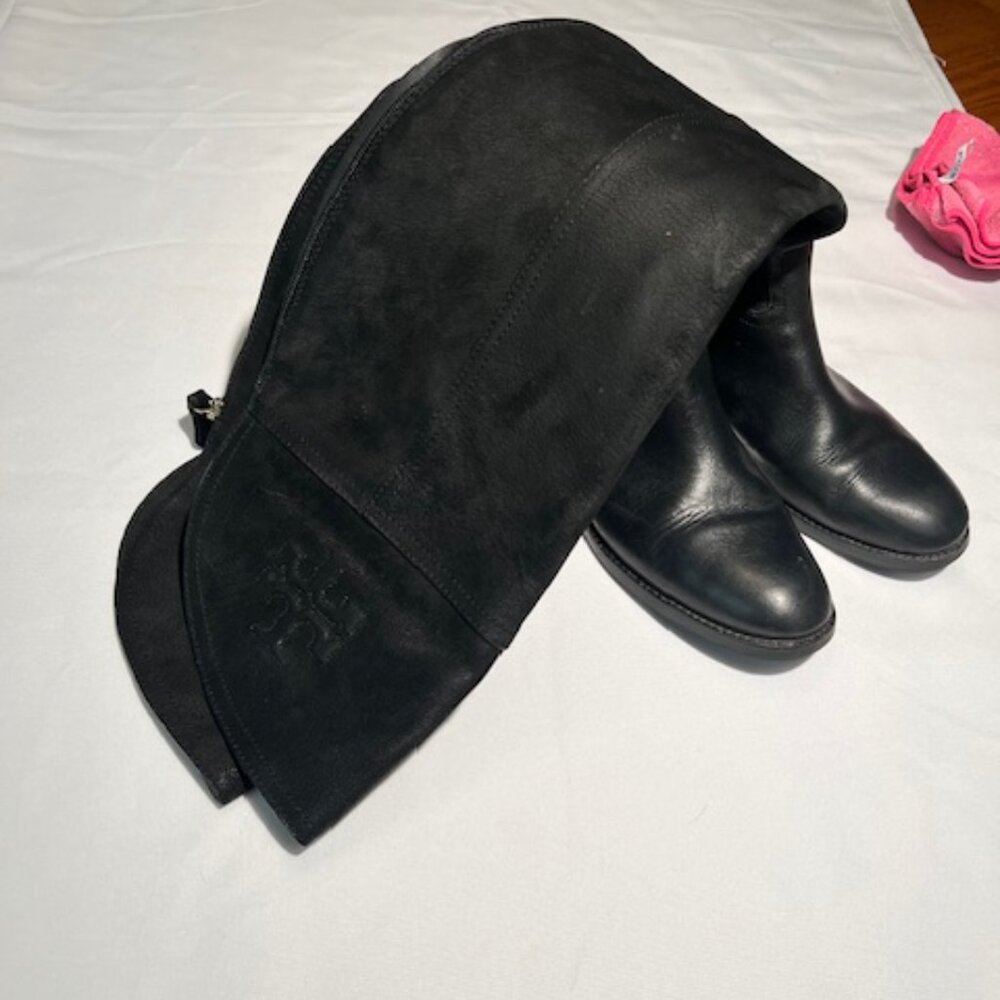 Tory Burch Simone Black Leather Over -The-Knee Boots | Sz 6.5 - Picture 7 of 10